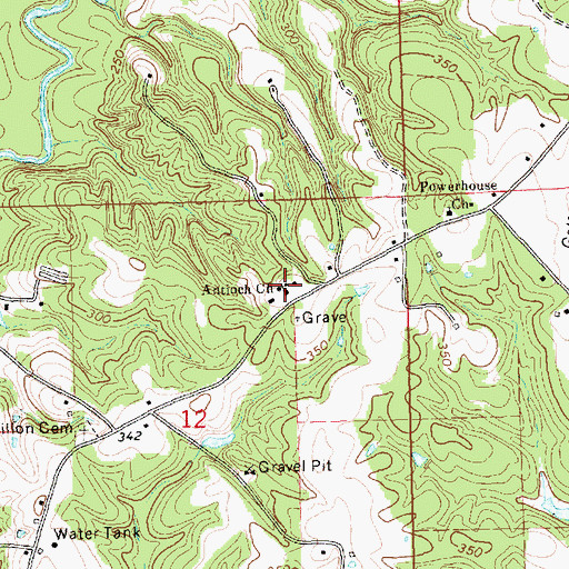 Topographic Map of Rocky Hill Baptist Church, MS