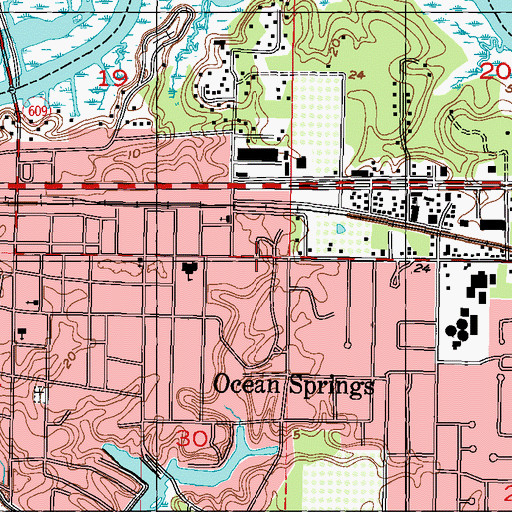 Topographic Map of Mississippi Gulf Coast YMCA, MS