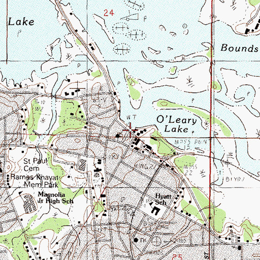 Topographic Map of Moss Point Municipal Building, MS