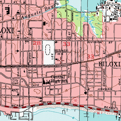 Topographic Map of Biloxi Islamic Center, MS