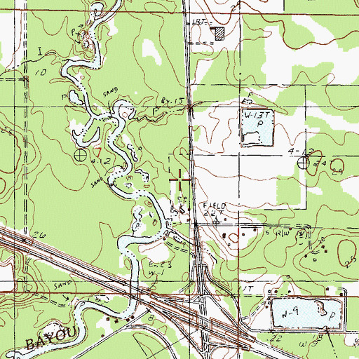 Topographic Map of Camp Journey's End Recreational Vehicle Park, MS