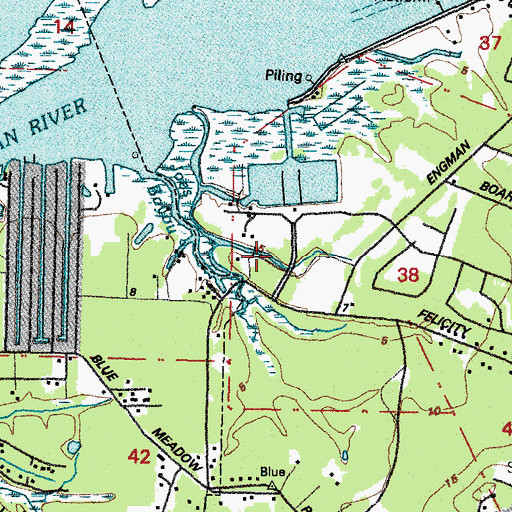 Topographic Map of Casino Magic Recreational Vehicle Park, MS