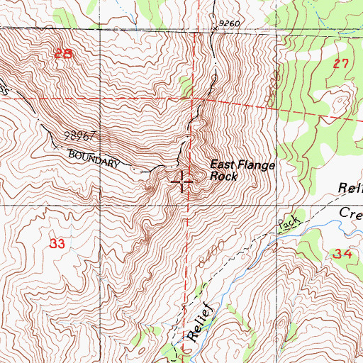 Topographic Map of East Flange Rock, CA
