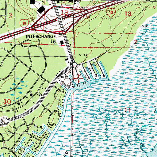 Topographic Map of Diamondhead Marina, MS