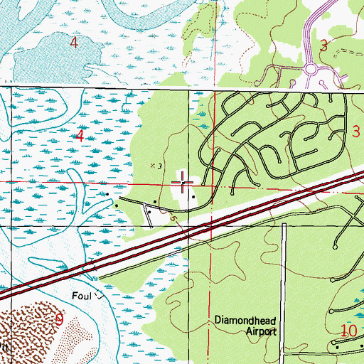 Topographic Map of Diamondhead Tennis World, MS