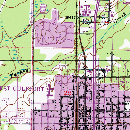 Topographic Map of Forrest Heights Baptist Church, MS