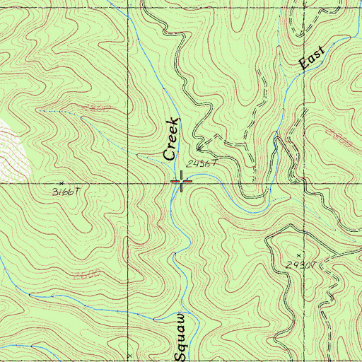 Topographic Map of East Fork North Fork Squaw Creek, CA