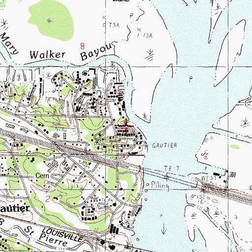 Topographic Map of Tuceis Fishing Camp, MS