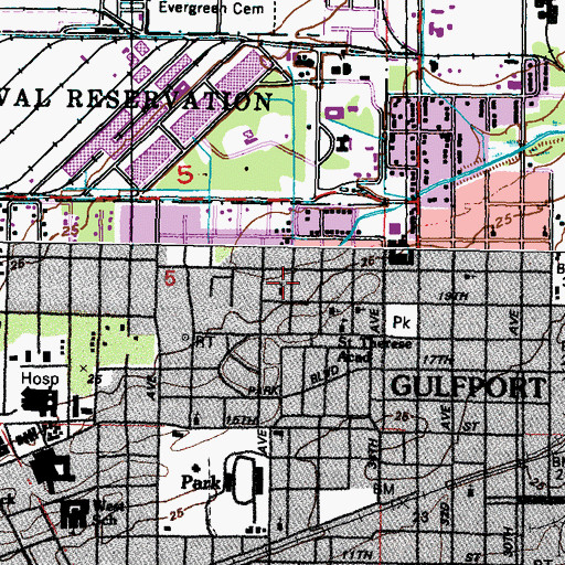 Topographic Map of McDowell Memorial Church of God and Christ, MS