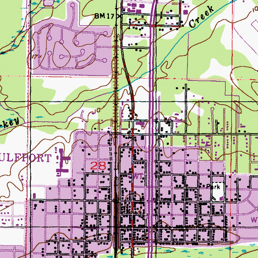 Topographic Map of People Mission Baptist Church, MS