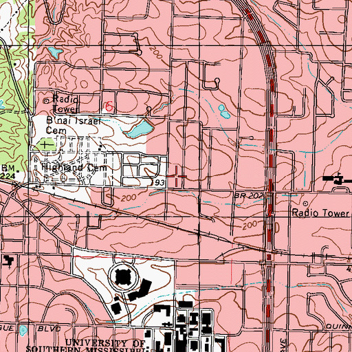 Topographic Map of Christian Science Society Church, MS