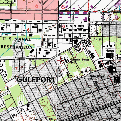 Topographic Map of Gaston Point Community Center, MS