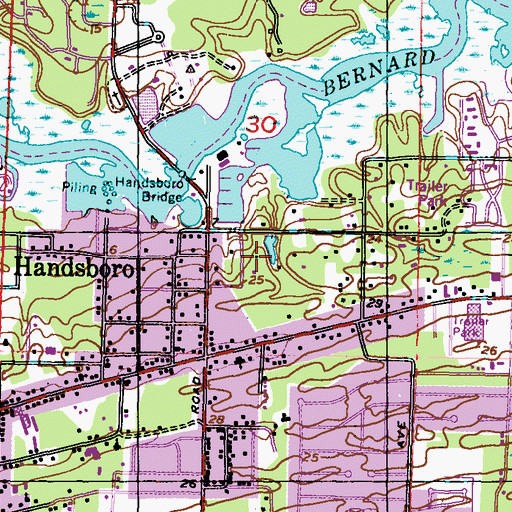 Topographic Map of Gaywood Campground and Recreational Vehicle Park, MS