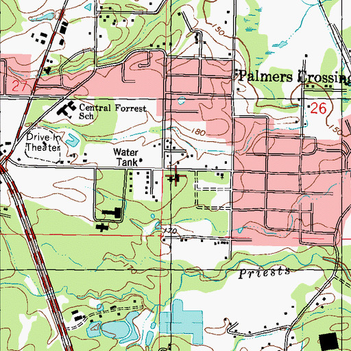 Topographic Map of Freedom Church of God in Christ, MS