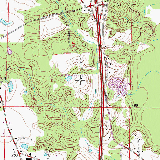 Topographic Map of Hattiesburg Community Church, MS