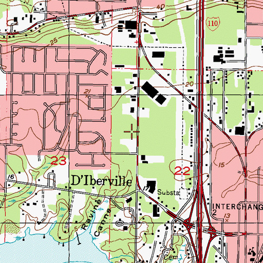 Topographic Map of Harrison County Library System D'Iberville Library, MS