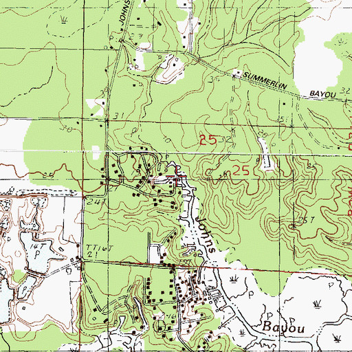 Topographic Map of John's Bayou Marina, MS