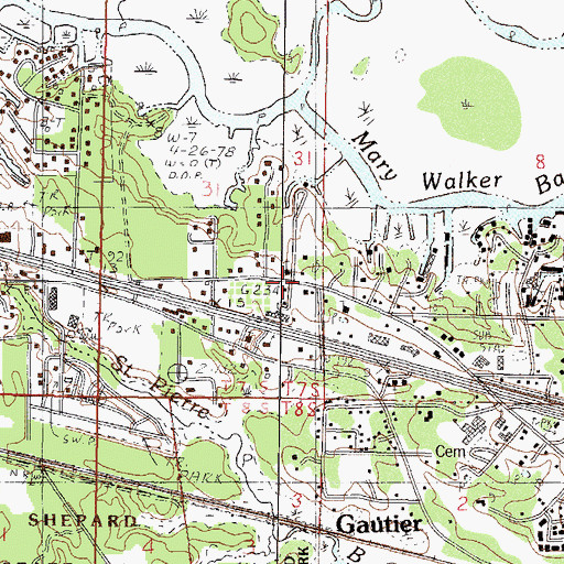 Topographic Map of Longhorn Mobile Park, MS