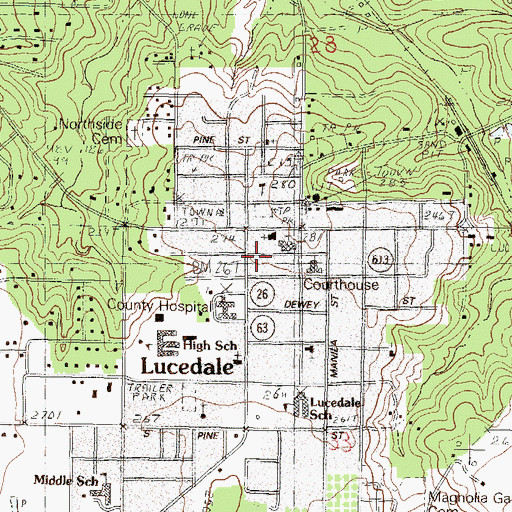 Topographic Map of Lucedale Post Office, MS