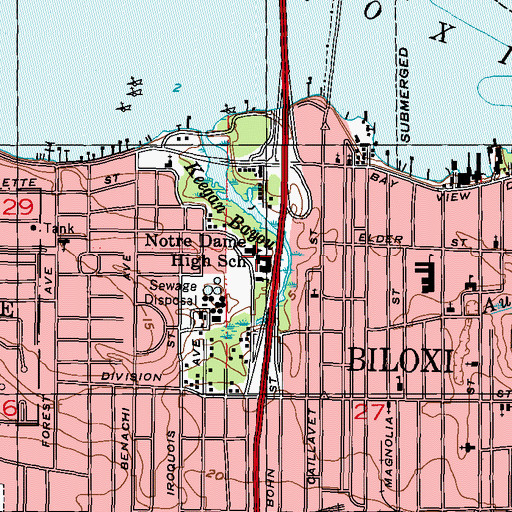 Topographic Map of Mercy Cross Recreation Center, MS