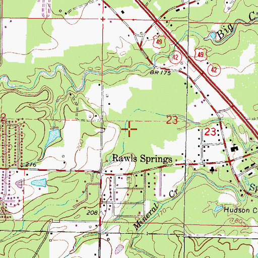 Topographic Map of Rawls Springs Community Center, MS