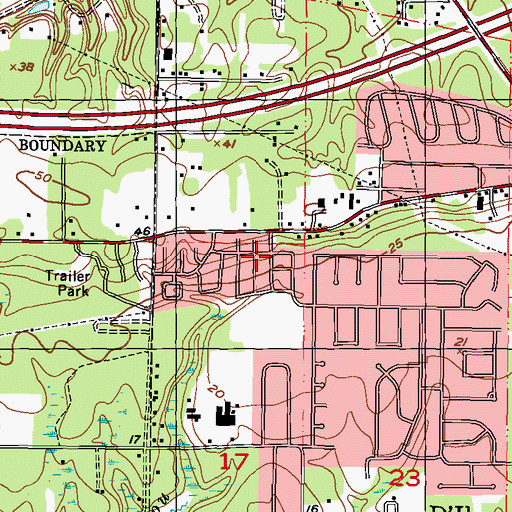 Topographic Map of Rolling Heights Mobile Estates, MS