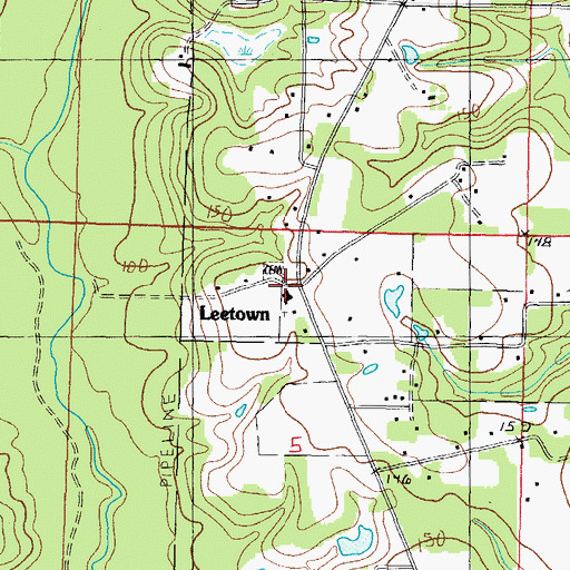 Topographic Map of Leetown Christian School, MS