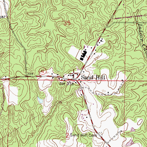 Topographic Map of Sand Hill Baptist Church, MS