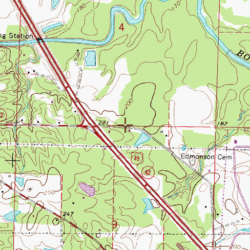 Topographic Map of Shady Cove Recreational Vehicle Campground, MS