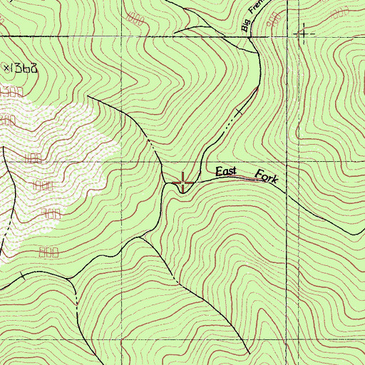 Topographic Map of East Fork Big French Creek, CA