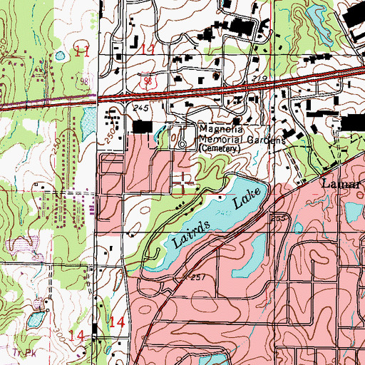 Topographic Map of The Windham House of Hattiesburg Nursing Home Center, MS