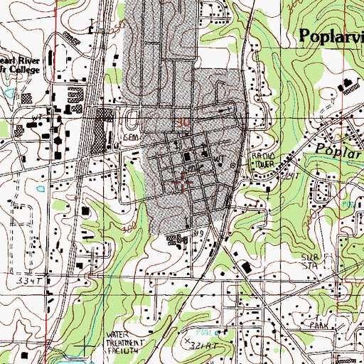 Topographic Map of Pearl River County Library System Poplarville Public Library, MS