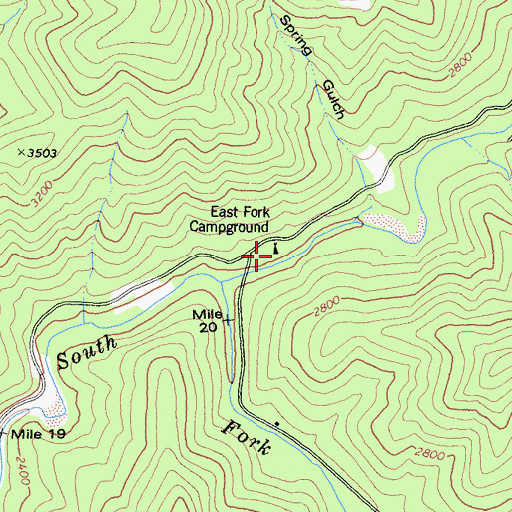 Topographic Map of East Fork Campground, CA