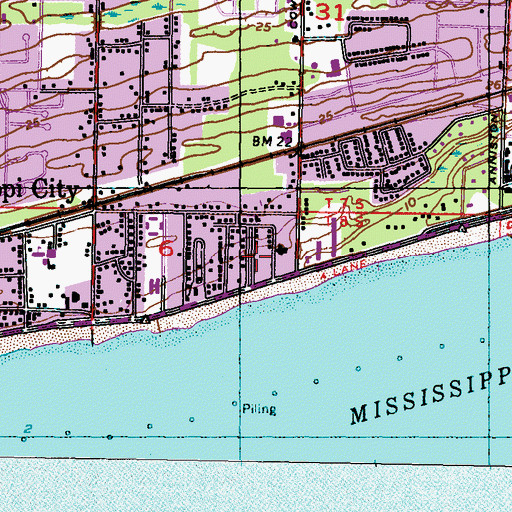 Topographic Map of Wet Willy's Amusement Park, MS