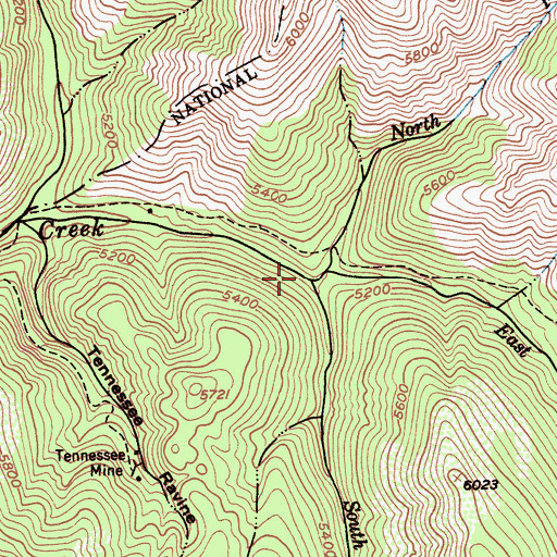 Topographic Map of East Fork Canyon Creek, CA