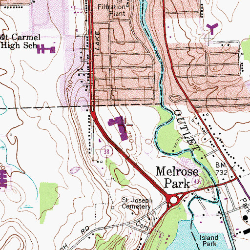 Topographic Map of Auburn High School, NY