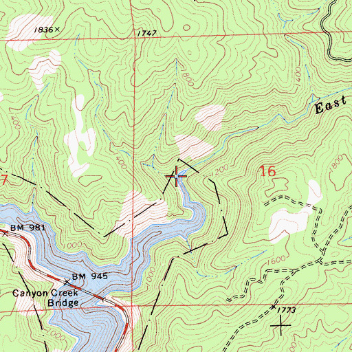 Topographic Map of East Fork Canyon Creek, CA