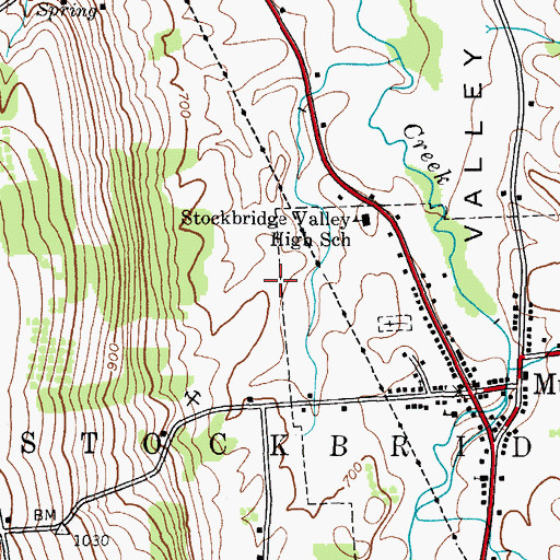 Topographic Map of Stockbridge Valley Central School, NY