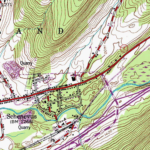 Topographic Map of Schenevus Central School, NY