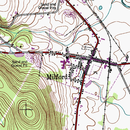 Topographic Map of Milford Central School, NY