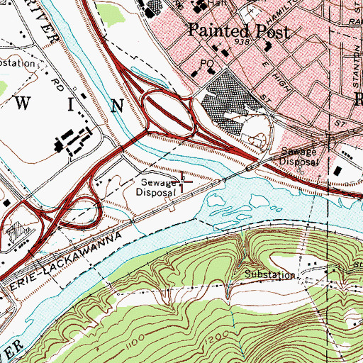 Topographic Map of Erwin Town Wastewater Treatment Plant, NY