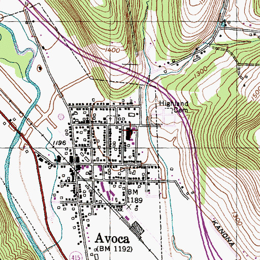 Topographic Map of Avoca Central School, NY