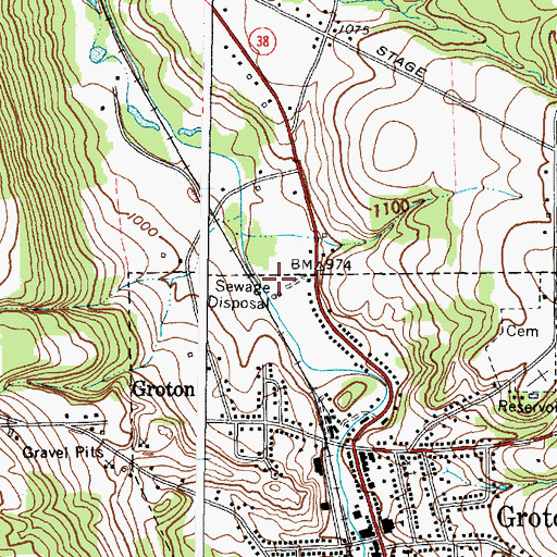 Topographic Map of Groton Village Sewage Treatment Plant, NY