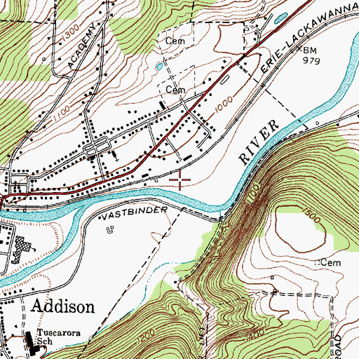 Topographic Map of Addison Village Wastewater Treatment Plant, NY