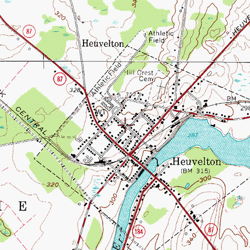 Topographic Map of Heuvelton Central School, NY
