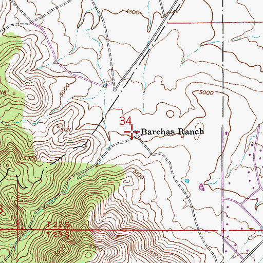 Topographic Map of Barchas Ranch, AZ