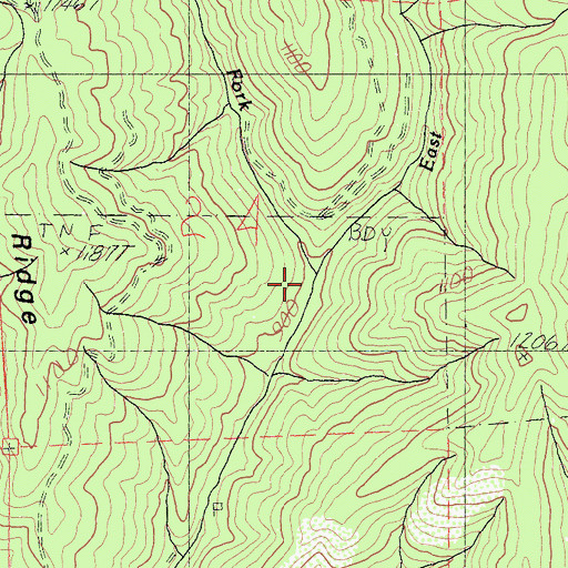 Topographic Map of East Fork Carr Creek, CA