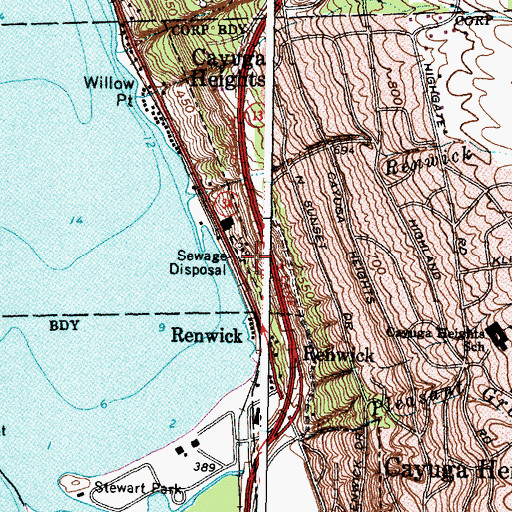 Topographic Map of Cayuga Heights Village WastewaterTreatment Plant, NY