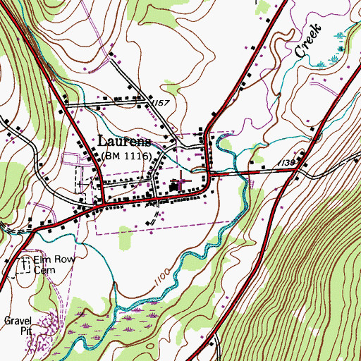 Topographic Map of Laurens Central School, NY