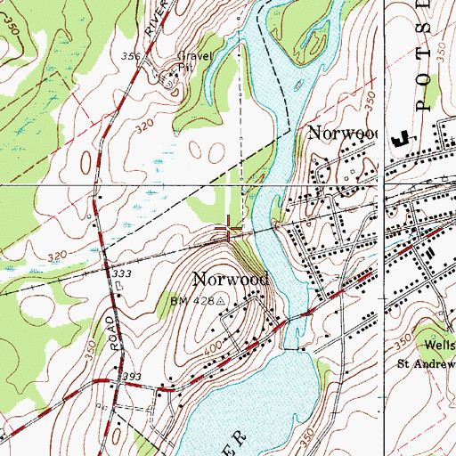 Topographic Map of Norwood Village Water Pollution Control Plant, NY